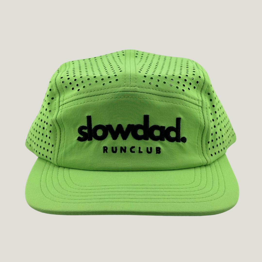 Signature 5 Panel Run Cap V2 - Neon Green – Slow Dad Run Club