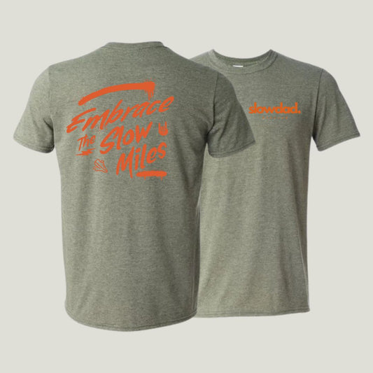 Embrace the Slow Miles Tee - Heather Military Green