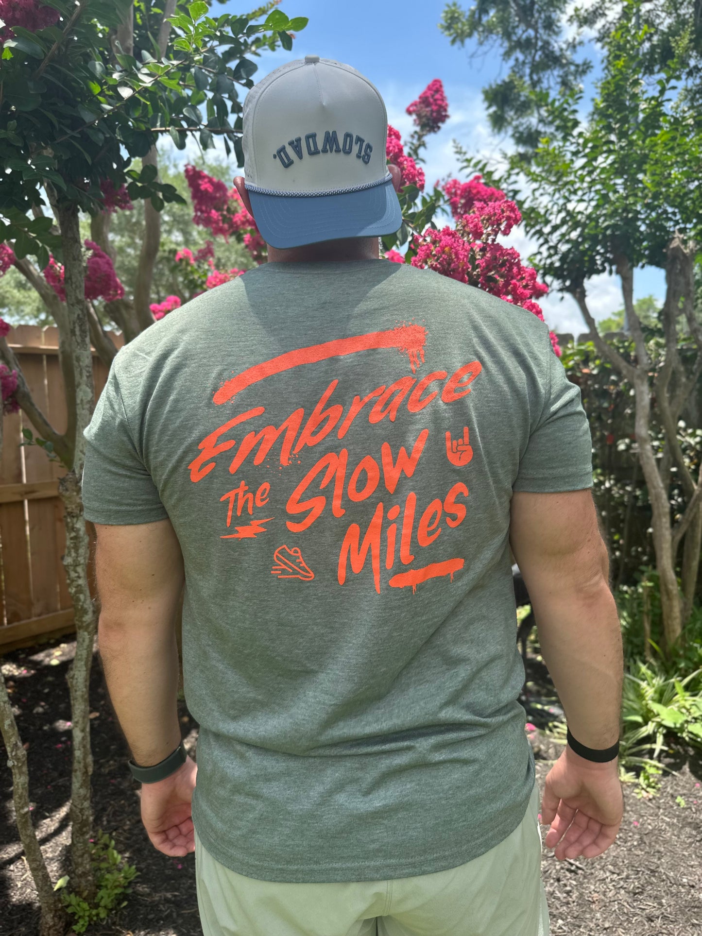 Embrace the Slow Miles Tee - Heather Military Green