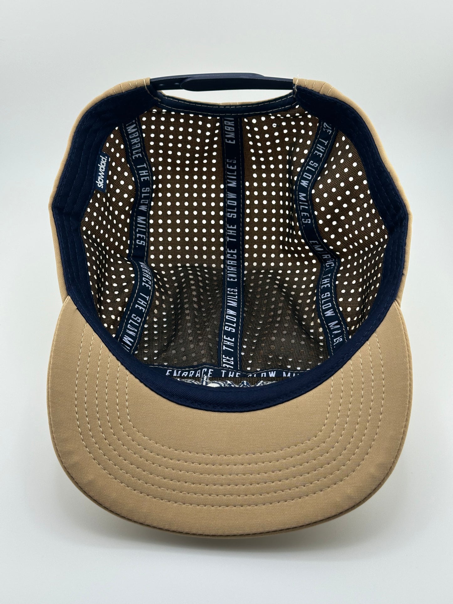 Signature 5 Panel Run Cap V2 - Khaki & Blue